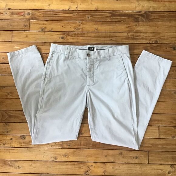 H&m grey cotton pants button fly 34 - Picture 1 of 12